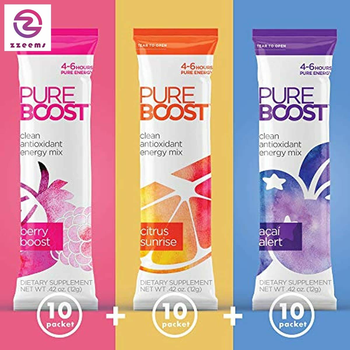 Pureboost Clean Energy Drink Mix + Immune System Support. Sugar-Free Energy with