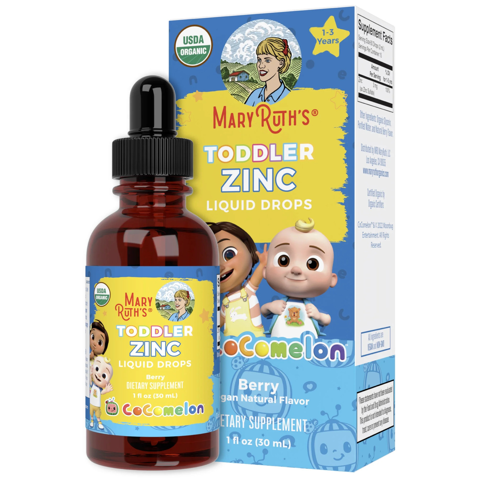 Cocomelon Toddler Ionic Zinc Liquid Drops, Organic, 1 Fl Oz