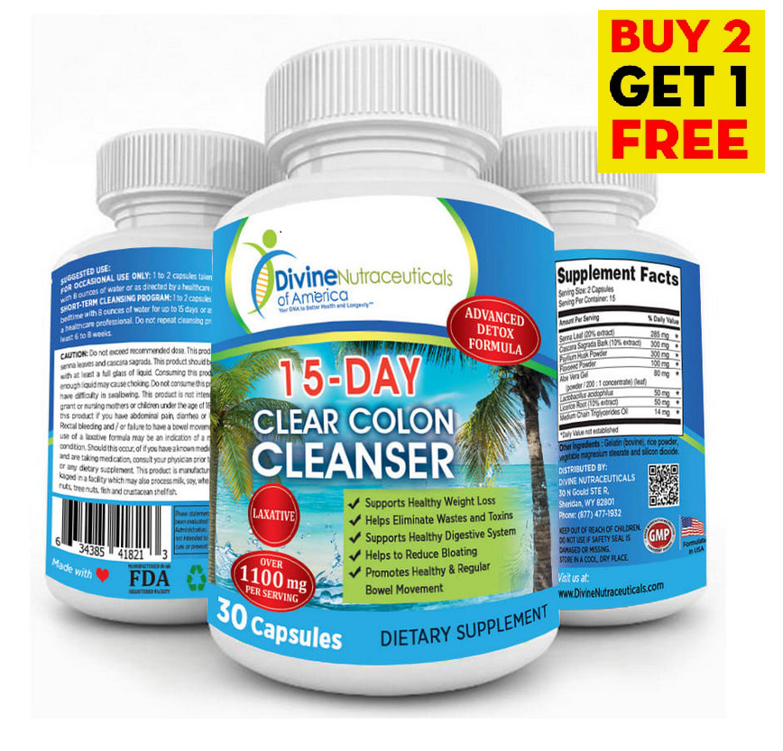 15 DAY COLON CLEANSER Herbal Detox Constipation Relief Aloe Buy-Two-Get-One-FREE