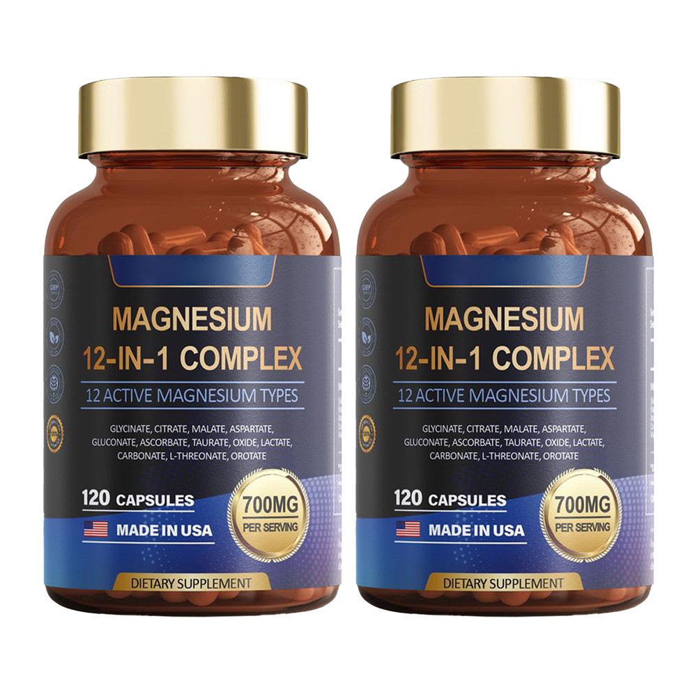 4X Magnesium Complex in 1 12 700mg-Glycinate Citrate Taurate Malate 120 Caps