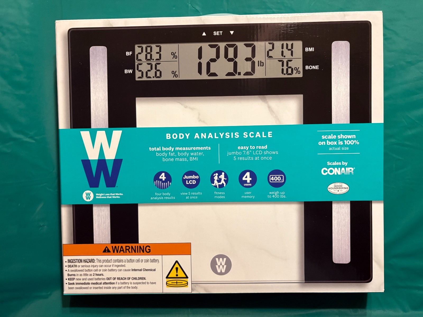 Conair Body Analysis Scale Clear with Black Accents – Weight Watcherss