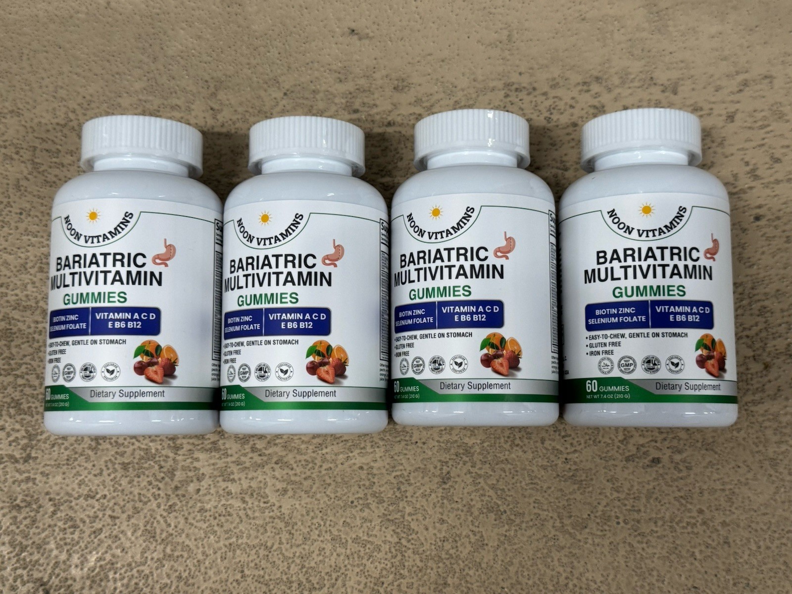 4x Noon Vitamins Bariatric Support Multivitamin Gummies 60 Count Biotin Zinc A C