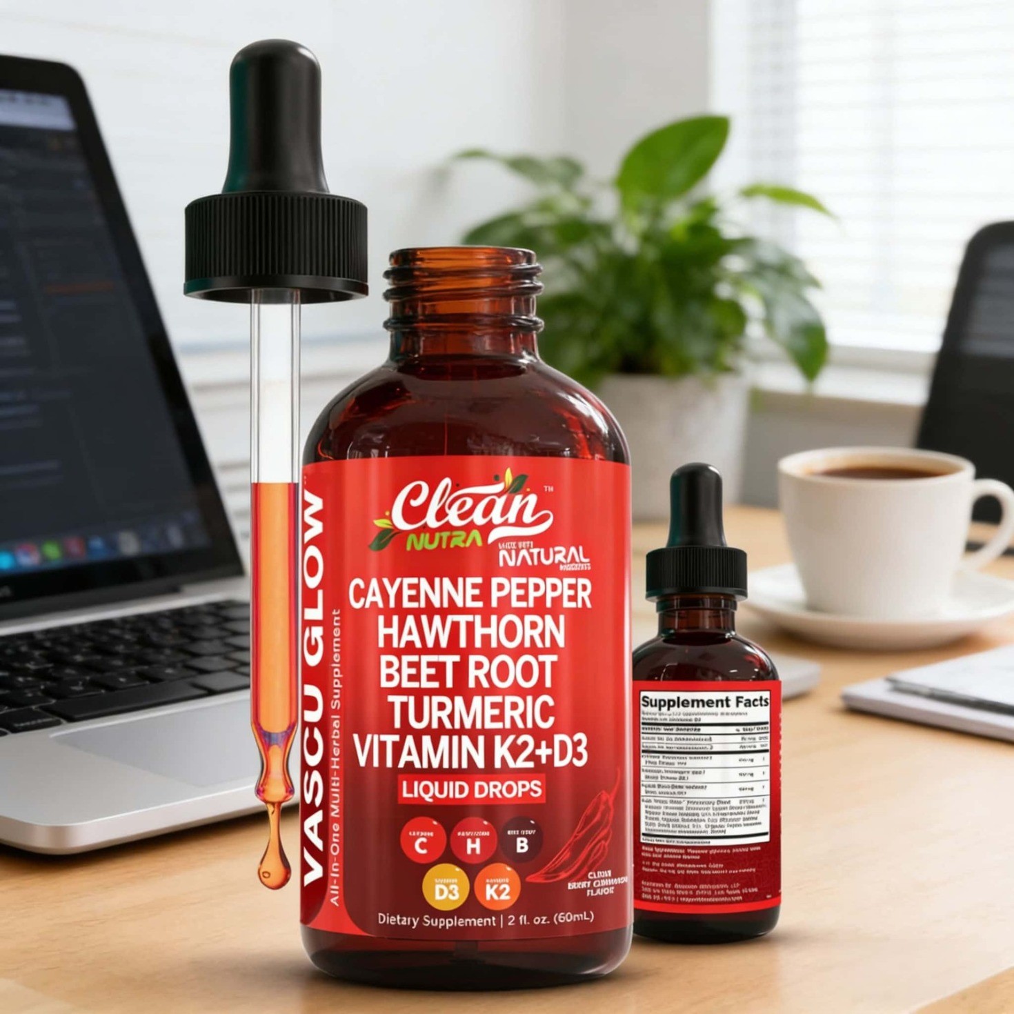 Clean Nutra Cayenne Pepper Liquid new Supplement Hawthorn Berry Original Drops