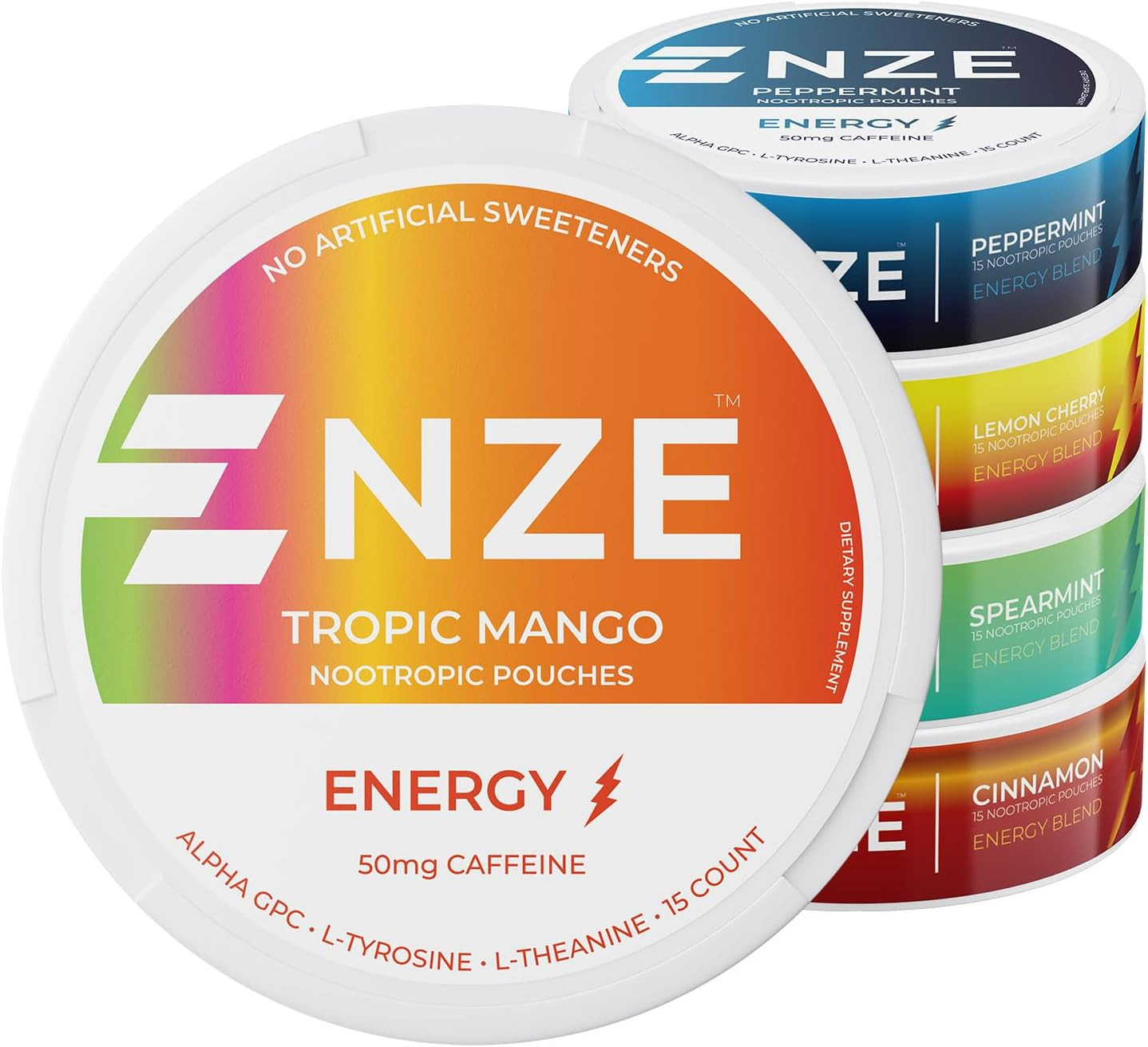 Caffeine Nootropic Pouches (Variety Pack) – Energy Pouches with 50mg Caffeine, A