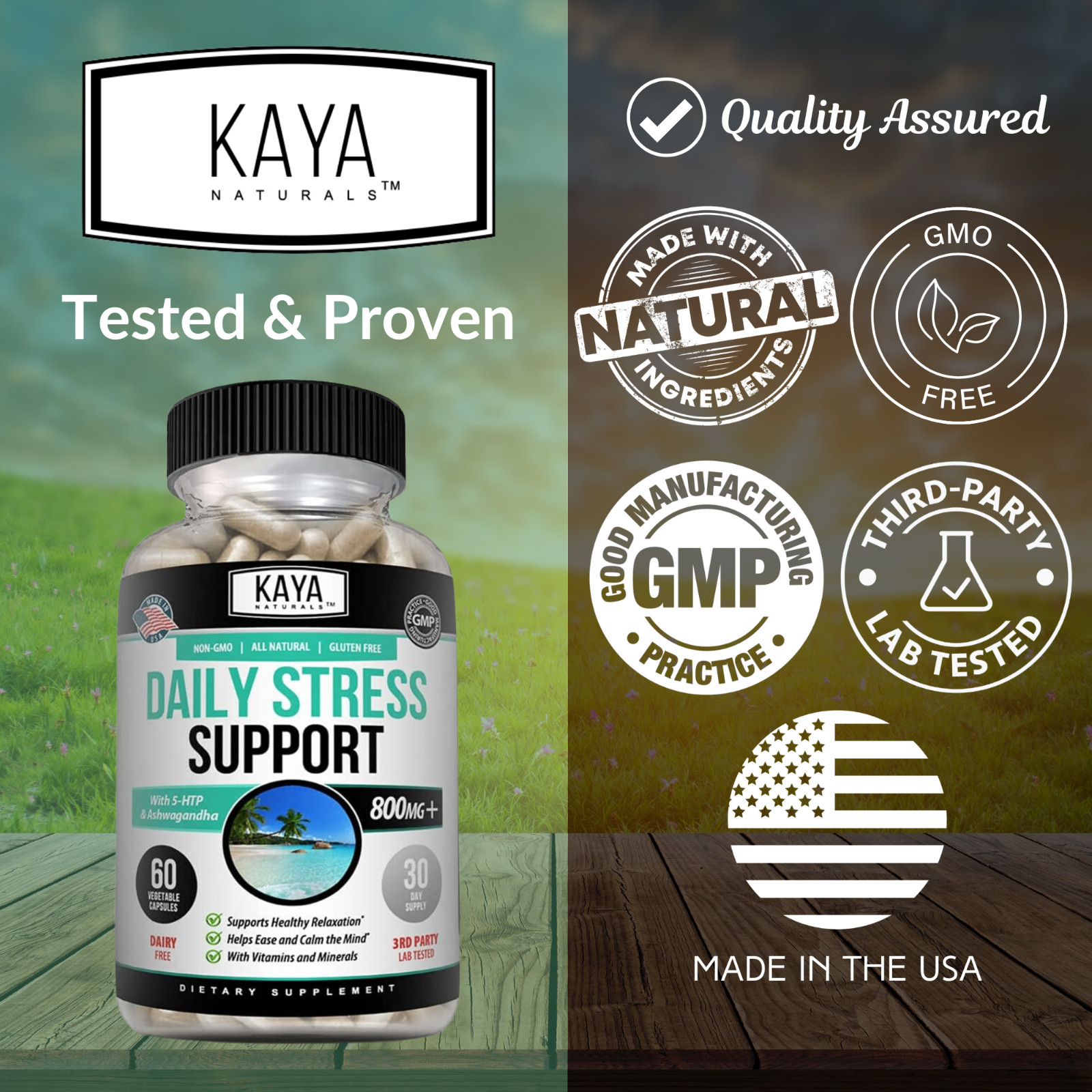 (2 Pack) Natural Anti Anxiety & Stress Relief 60 Ct, Combat Stress, Non-Drowsy