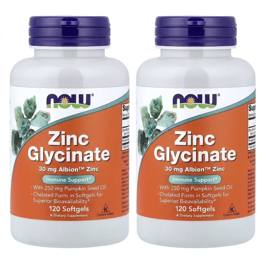 NOW Foods Zinc Glycinate 120 Softgels (PACK OF 2)