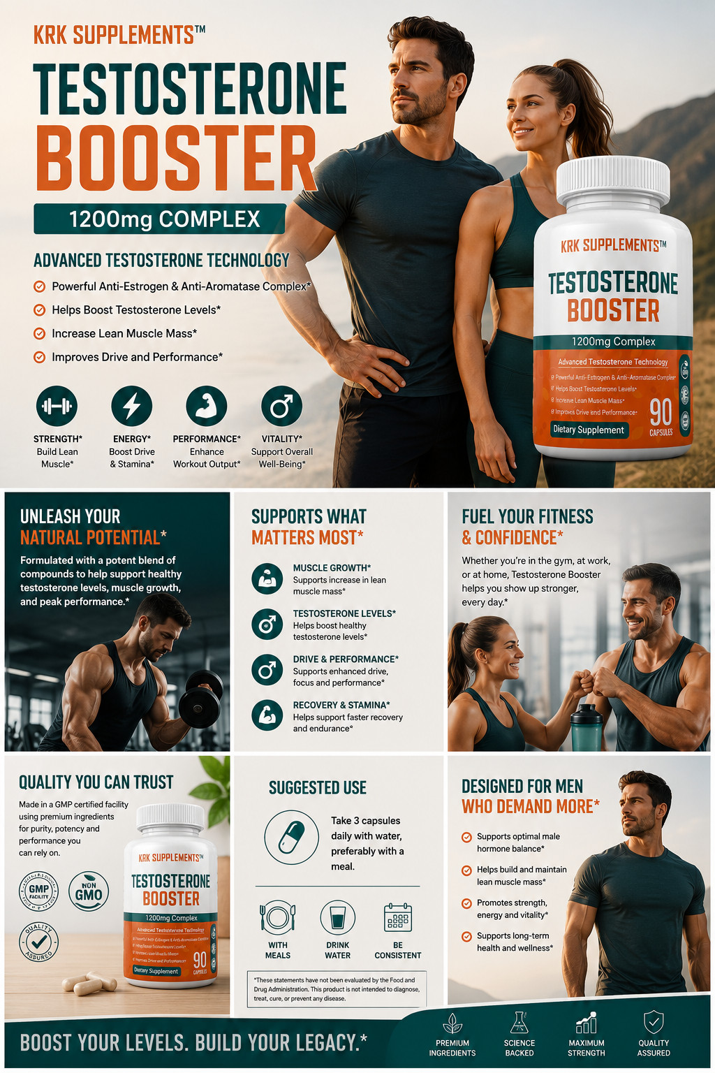 1 btl Testosterone Booster Tribulus Terrestris Chrysin Low Test Boost Natural