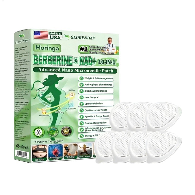 GLORENDA Moringa Berberine 10-in-1 Advanced Nano Microneedle (7pcs/box) Patch