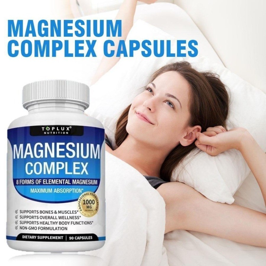 Toplux Magnesium Complex 1000mg 8 Elemental Magnesium Supplement – 1/2/3 Bottles