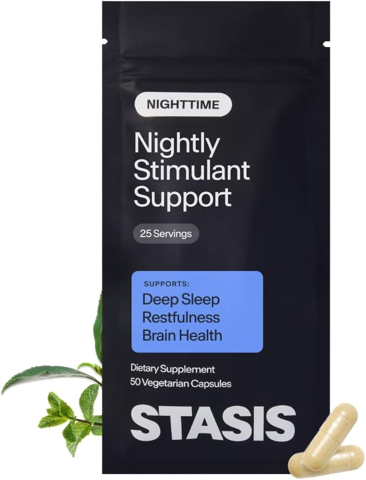 STASIS Nighttime Magnesium Supplement with Melatonin 50 Capsules Vegan
