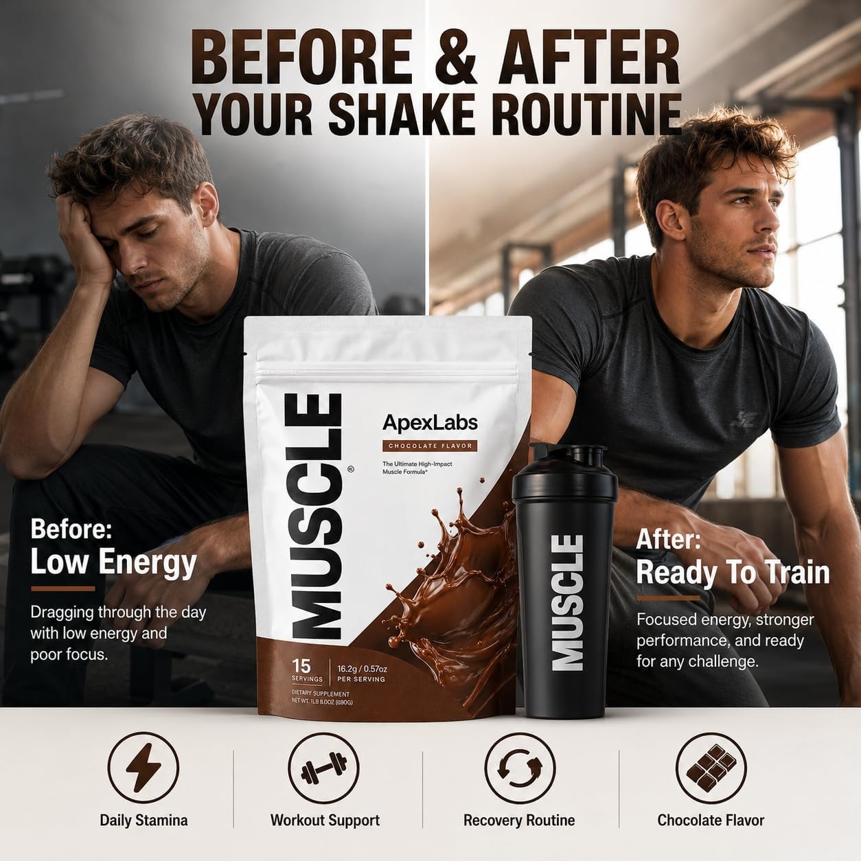 Apex Labs Protein Powder MUSCLE 15 servings 8.55oz EXP 05/2028