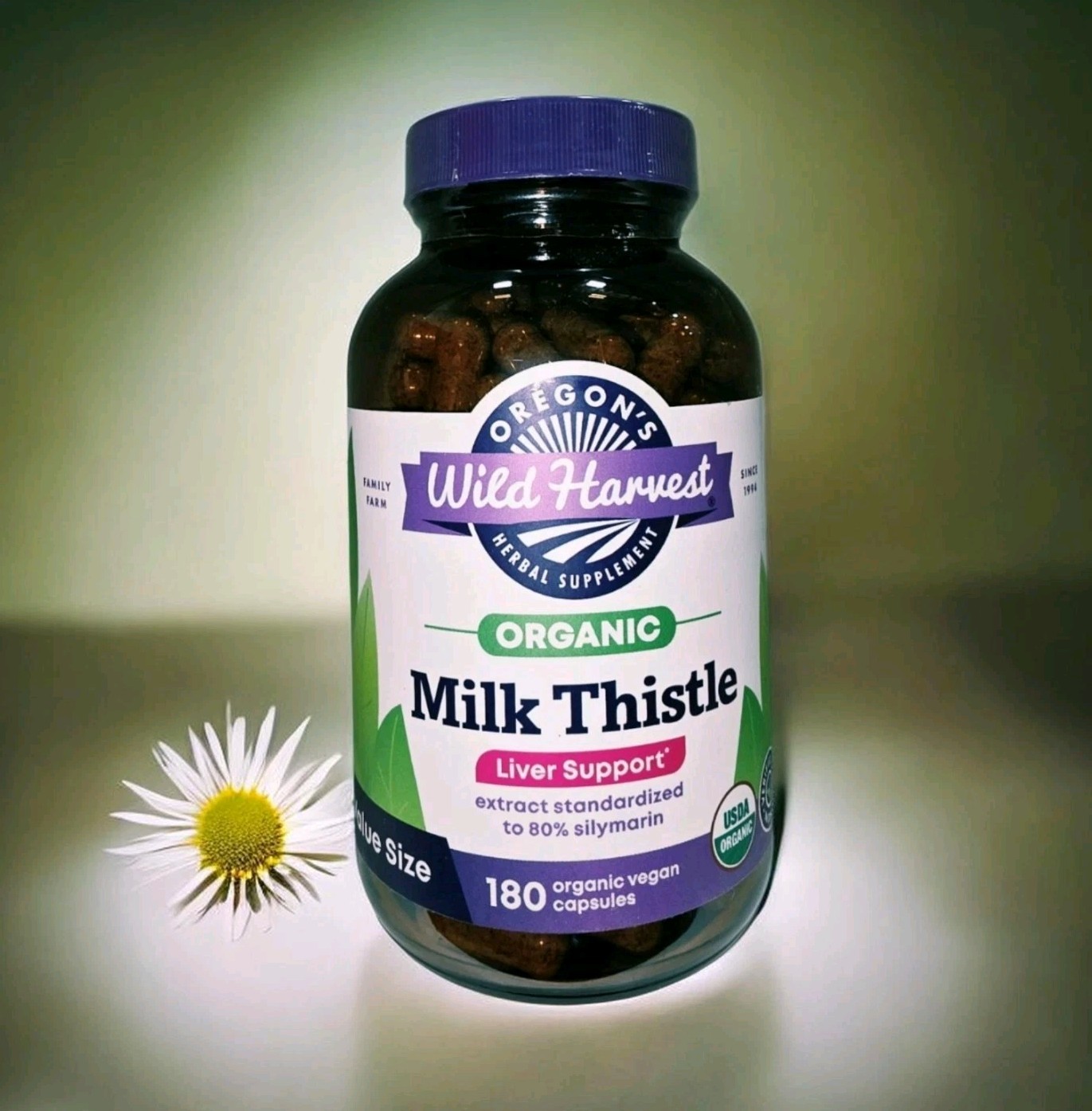 Oregons Wild Harvest ORGANIC Milk Thistle Non-GMO 180 Vegetarian Capsules