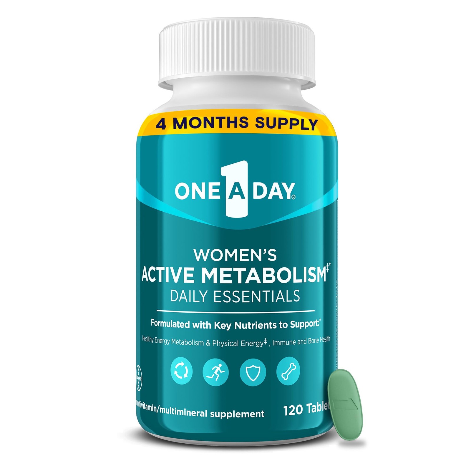 One A Day Women’s Active Metabolism Daily 120 Count (Pack of 1), Blue