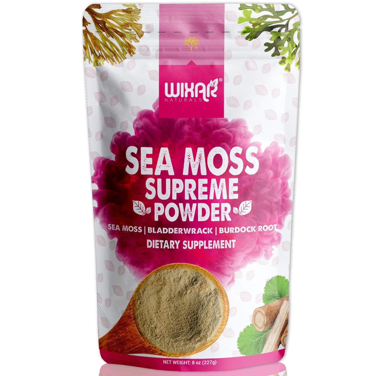 Wixar Wildcrafted Sea Moss Powder – (8 Ounces) – Natural Irish Sea Moss and Blad