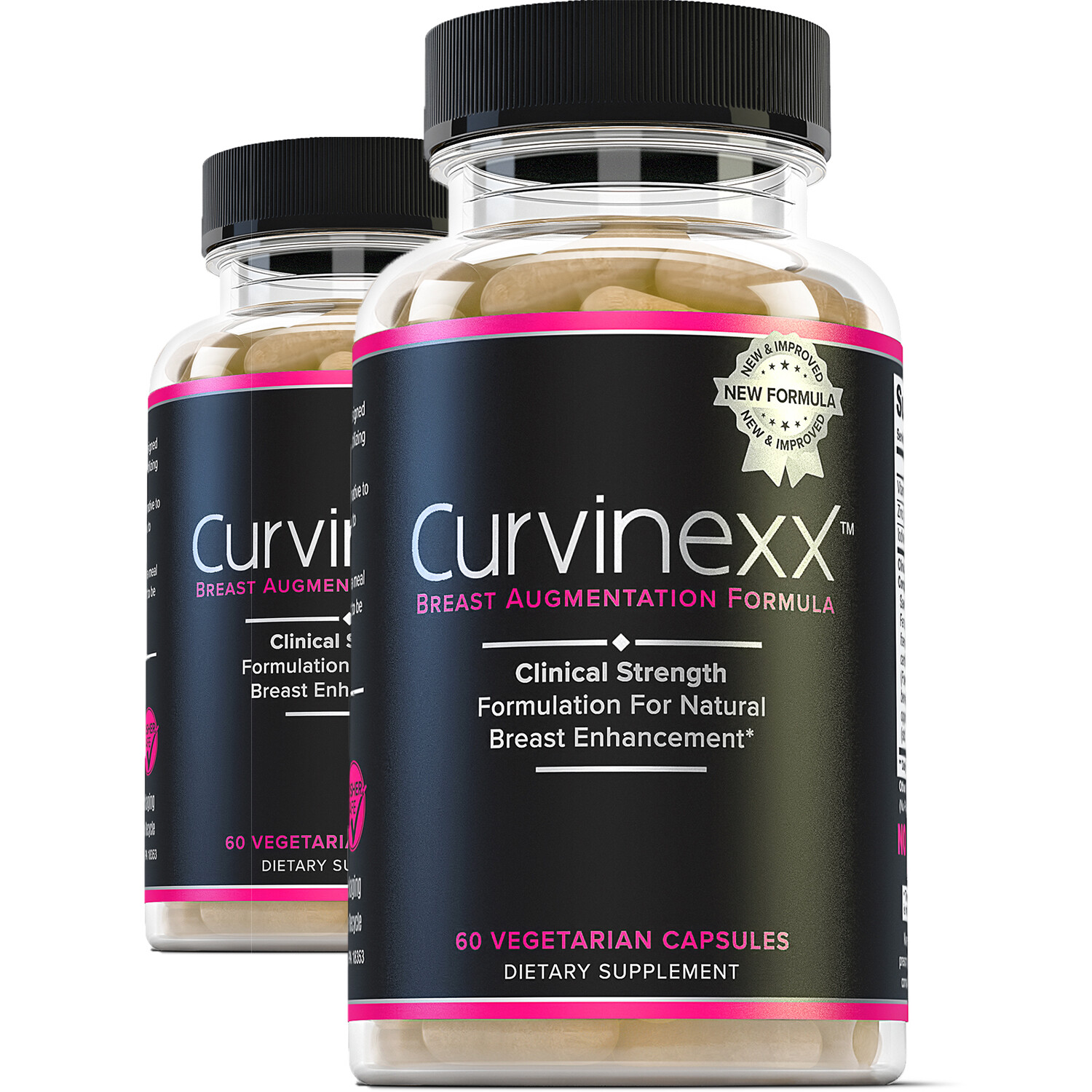 2 BOTTLES: Curvinexx Natural Breast Enhancement & Growth Formula, 60 caps each