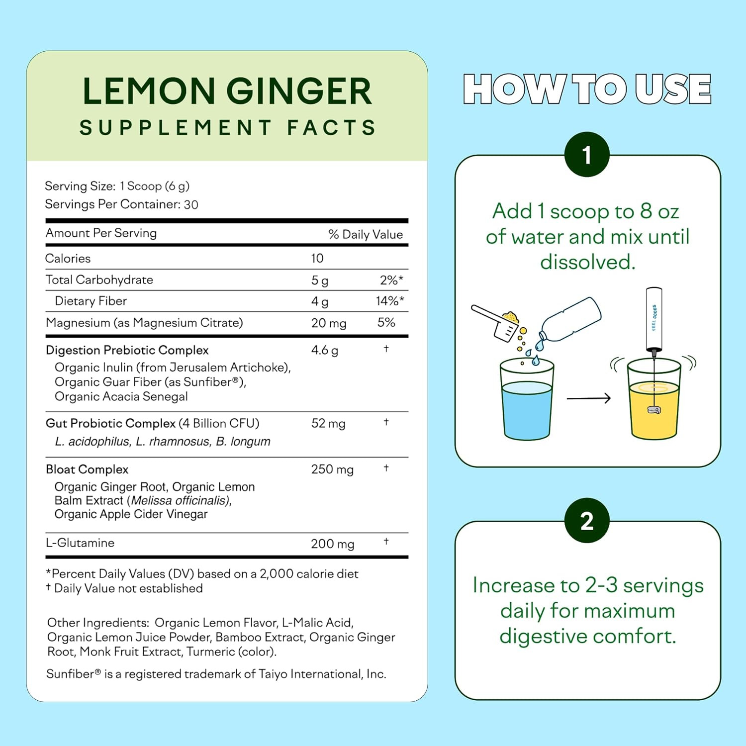 Feel Goods Probiotic Powder Lemon Ginger, 15 Count+6.3 Ounce bottle