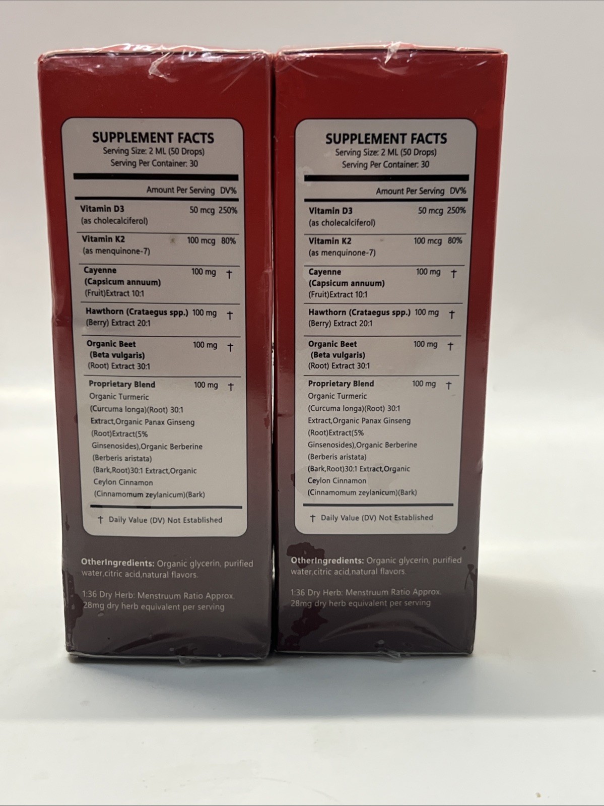 5x Generic Cayenne Pepper Hawthorn Beet Root Turmeric K2+D3 Drops EXP 06/27
