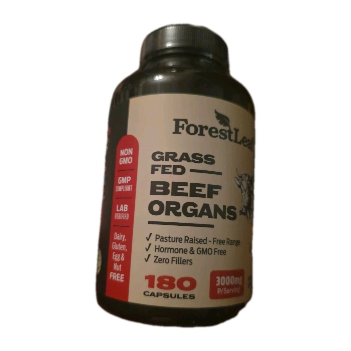 ForestLeaf Beef Organ Supplement – Grass Fed & Pasture Raised 180 Capsules 07/28