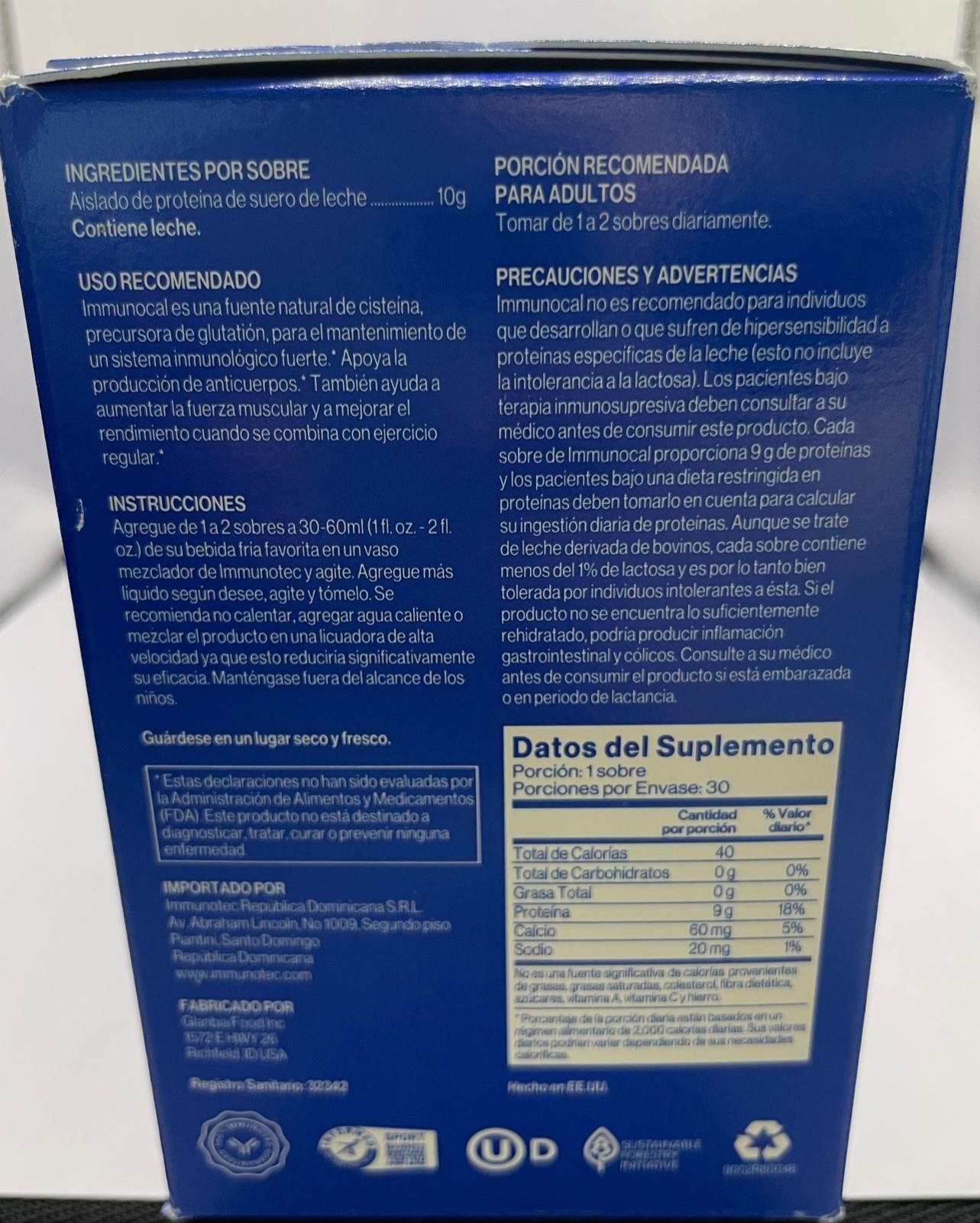 Immunocal Classic (Blue) Regular Glutathione Precursor – Exp: 12/24 FreeShipping