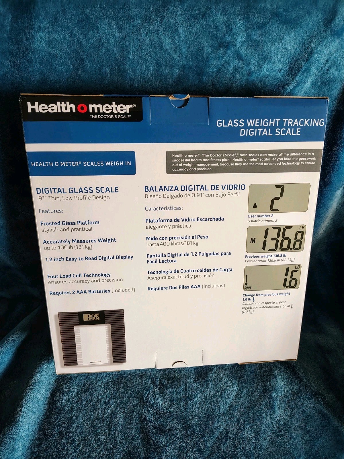 Health-O-Meter Weight Tracking Glass Digital Scale Easy To Read Display