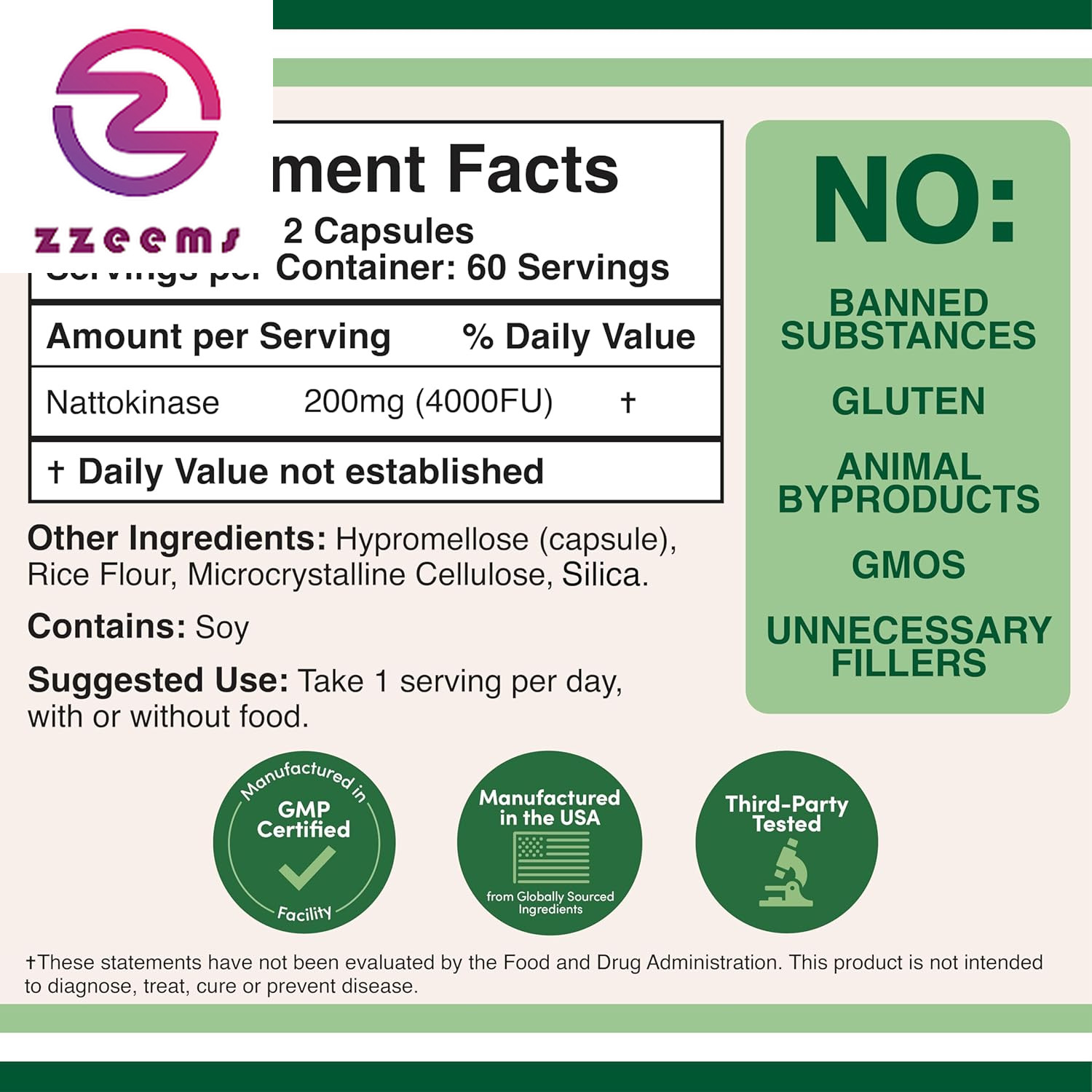 Nattokinase Supplement 4,000 FU Servings, 120 Capsules (Derived from Japanese Na
