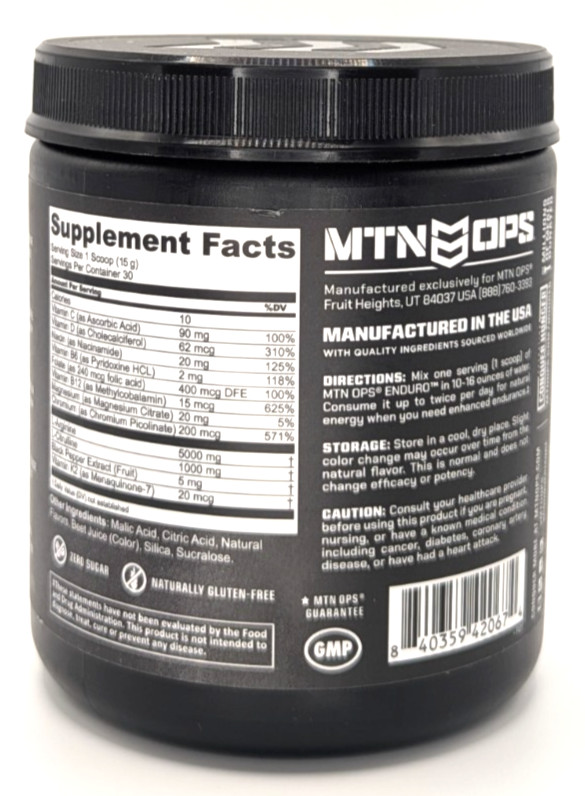 MTN OPS Enduro Cardio Supplement, 30 Servings, Sour Watermelon, Exp. 5/27