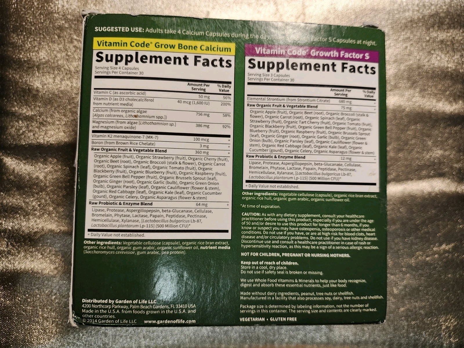 Garden of Life Vitamin Code Grow Bone System 2 Part Program Gluten-Free, Kosher