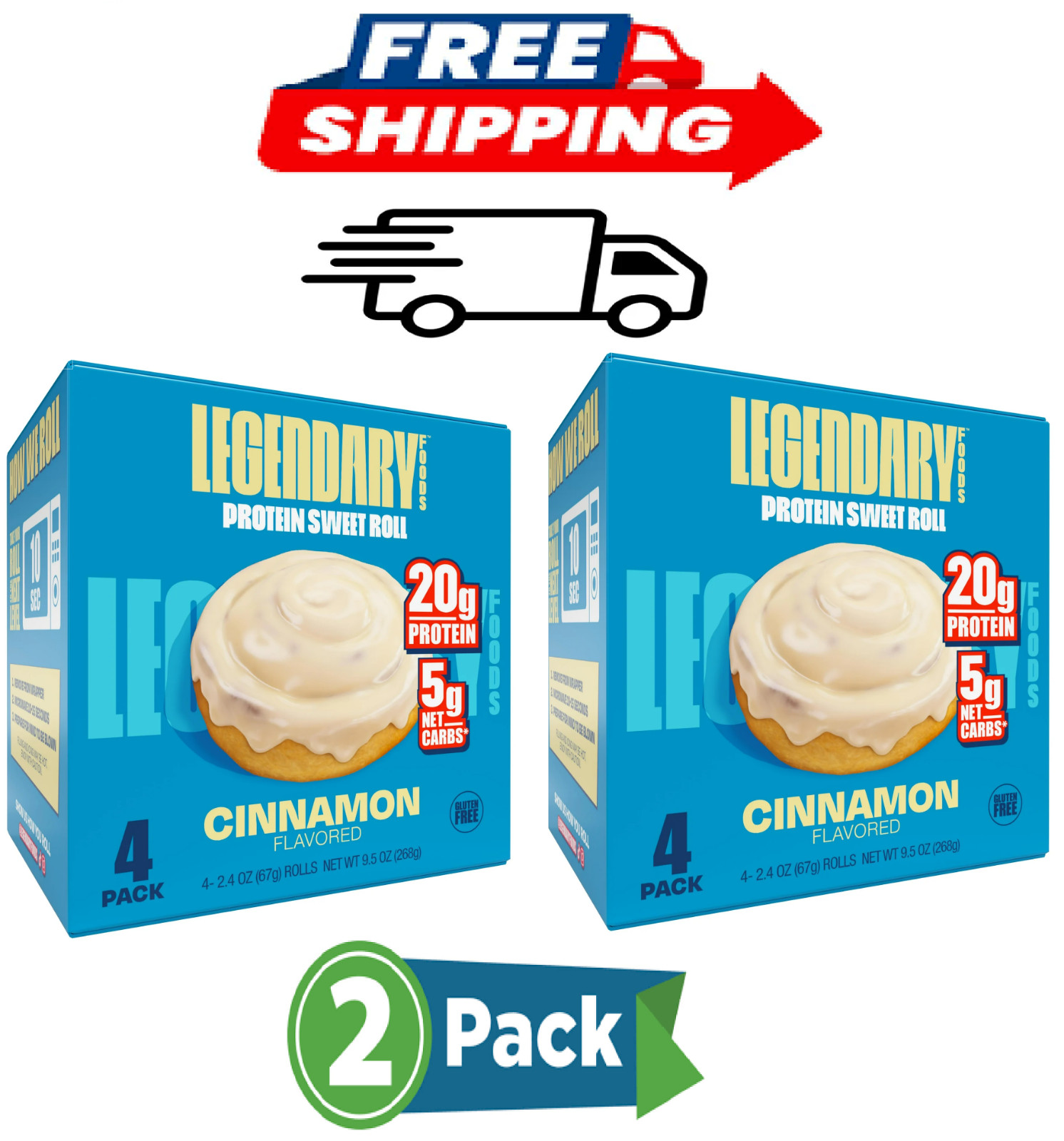 Legendary Foods Protein Sweet Roll – Cinnamon 4 Pk 2 Boxes