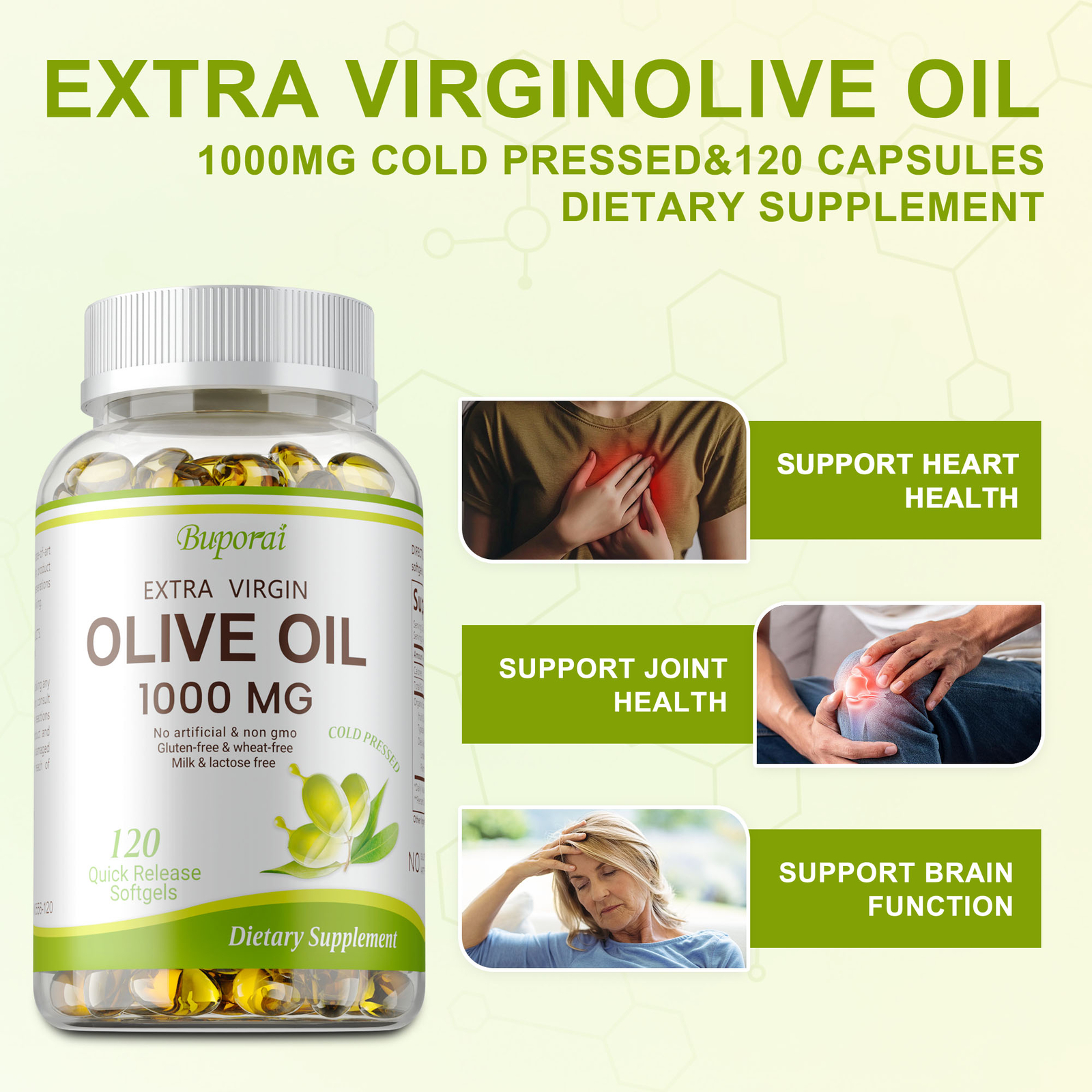 Olive Oil 1000 mg – Dietary Supplement, Promotes Joint, Heart & Brain Health