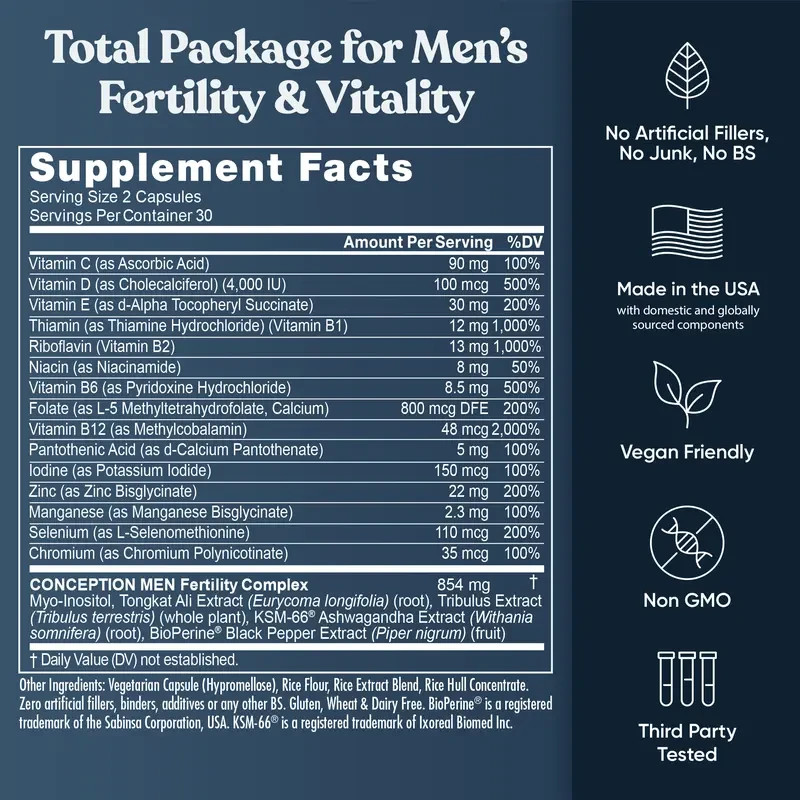 Conception For Him Fertility Support for Men, 60 Vegetarian Capsules (Overstock)