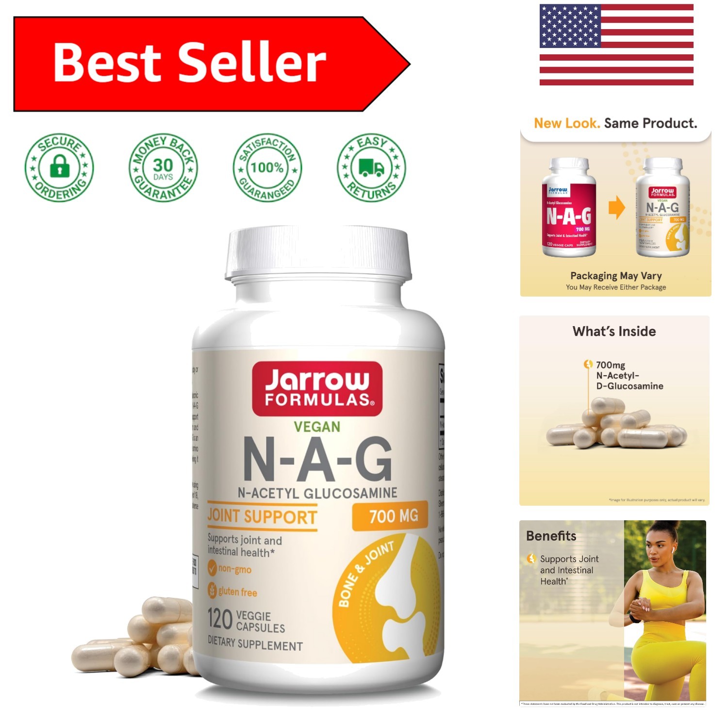 N-A-G 700 mg N-Acetyl Glucosamine: Unflavored Veggie Capsules for Flexibility