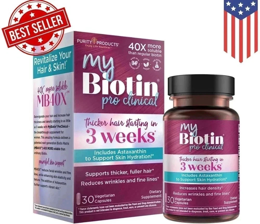 Purity Products My Biotin ProClinical MyBiotin 30 Capsules new EXP 12 / 2027.