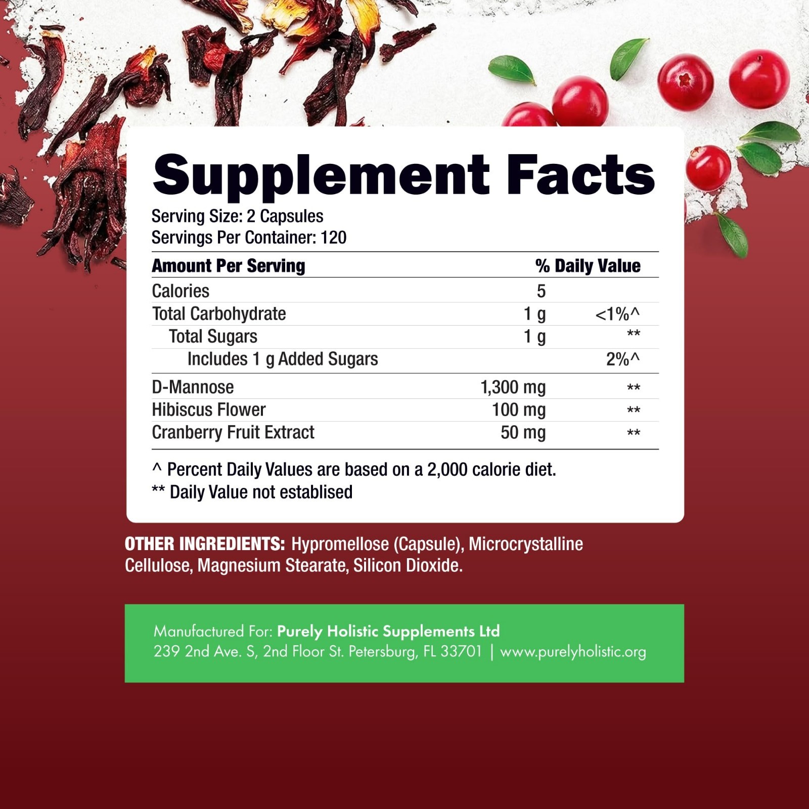 D-Mannose & Cranberry Supplements for Urinary Tract Health | 1300mg, 240 Ct