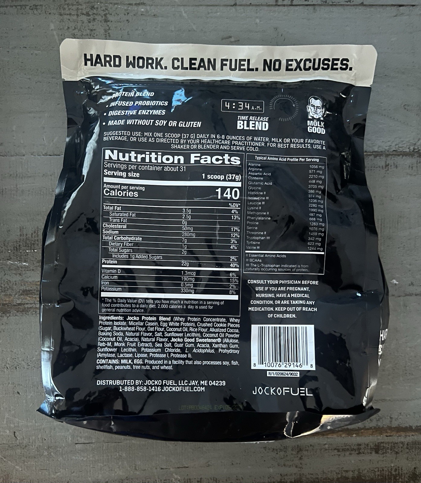 Jocko Protein Powder Cookies & Cream 22g Protein Low Sugar 24 Servings