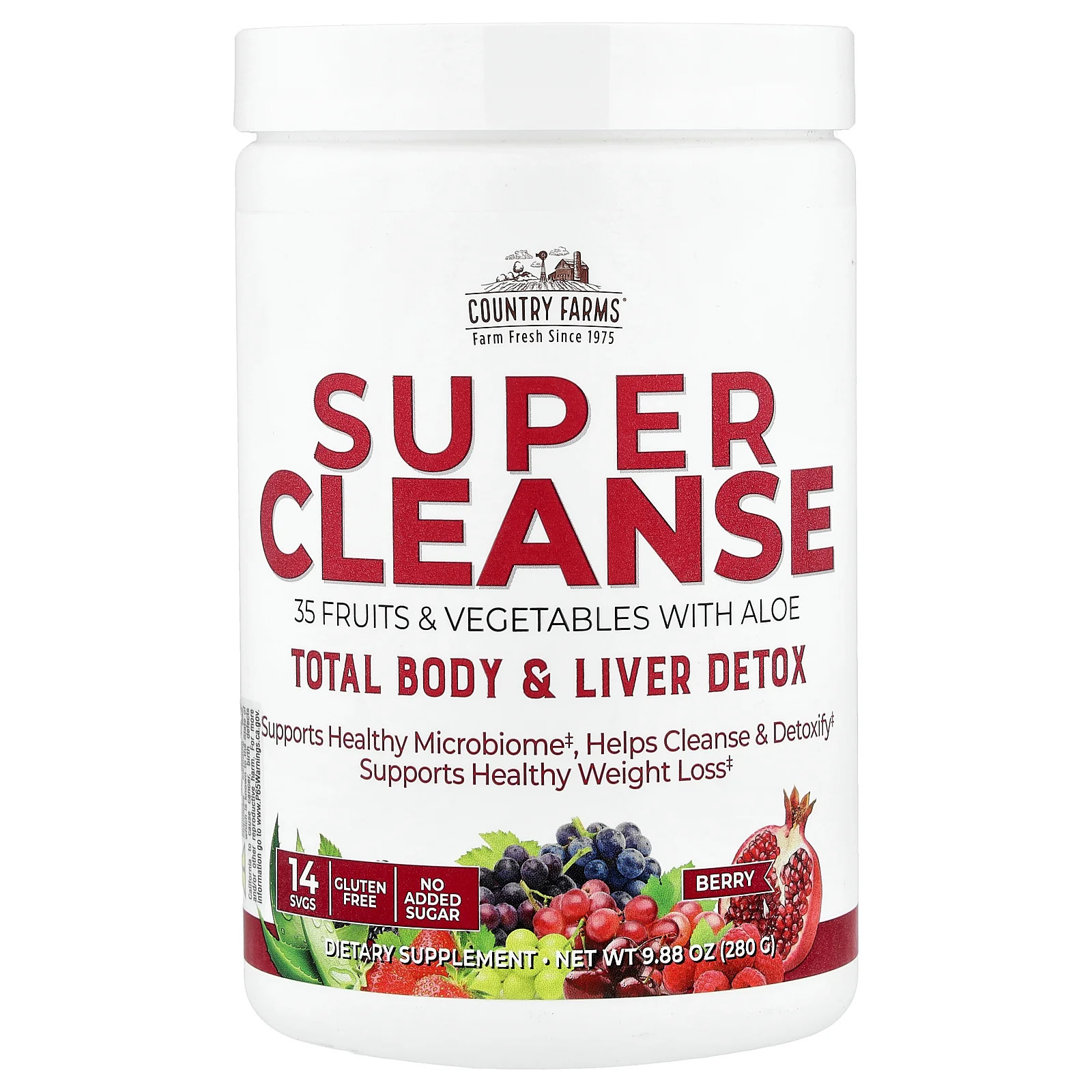 2 X Country Farms, Super Cleanse, Berry, 9.88 oz (280 g)