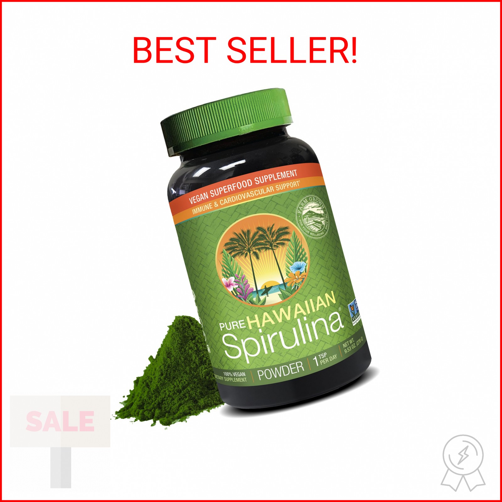Nutrex Hawaii Pure Hawaiian Spirulina Powder – Vegan Superfood, Farm Grown, Non-