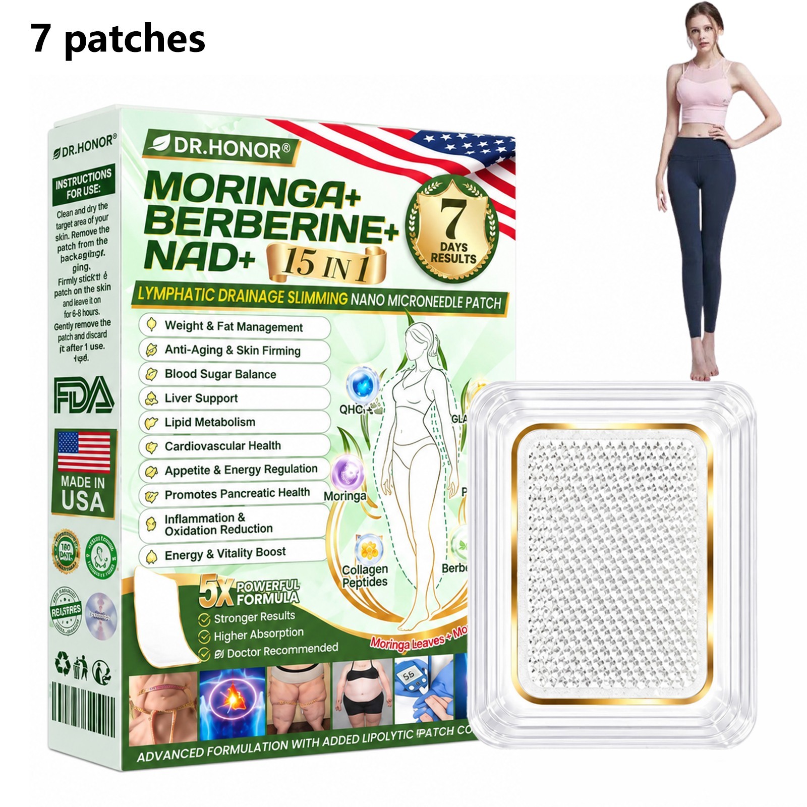 DR.HONOR Berberine X NAD+ 10-in-1 Nano Microneedle Patches for Weight