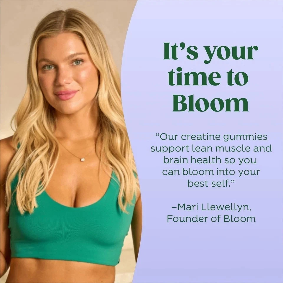 Bloom Creatine Monohydrate Gummies 5g/Serving Sugar Free Berry 36 Count Premium