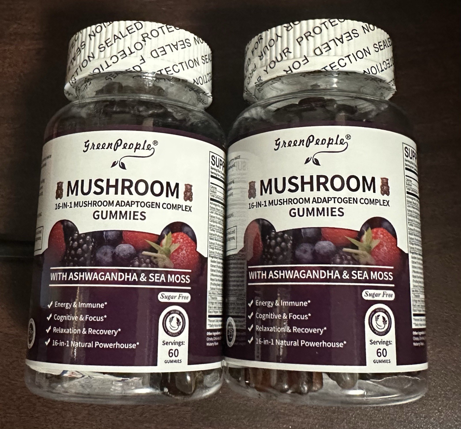 Greenpeople Mushroom Gummies w/ Ashwagandha 120 Gummies Mix Berry flavor – New