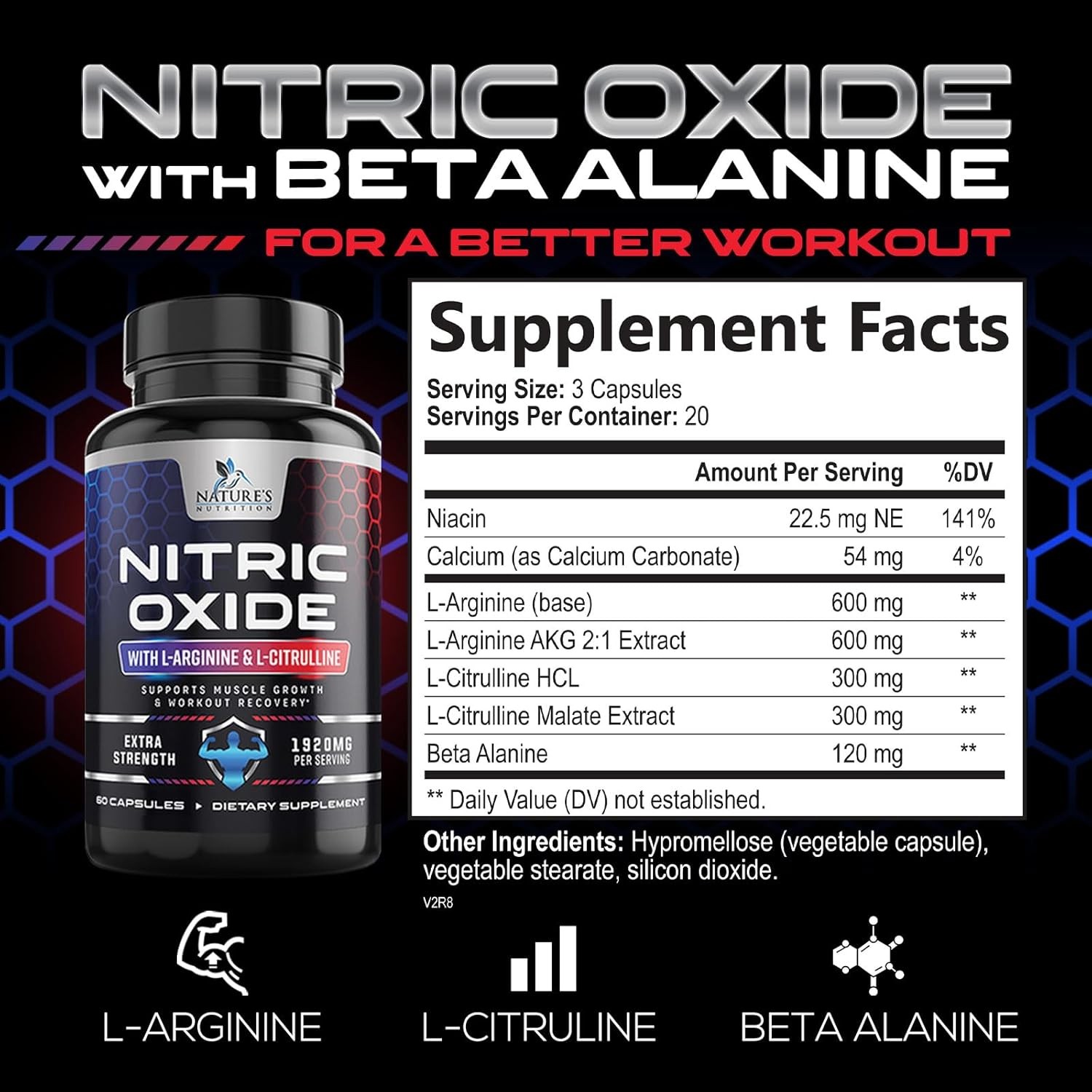 Nitric Oxide Booster Extra Strength – L Arginine 3X Strength Nitric Oxide Suppor