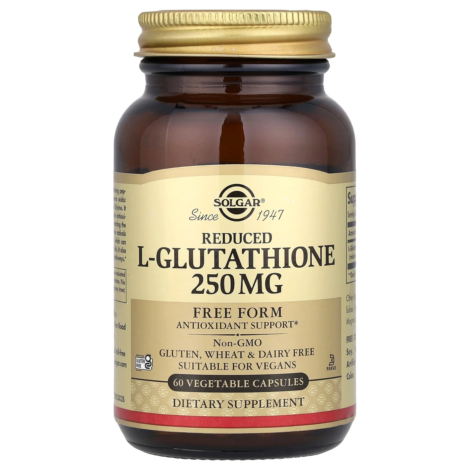 2 X Solgar, Reduced L-Glutathione, 250 mg, 60 Vegetable Capsules