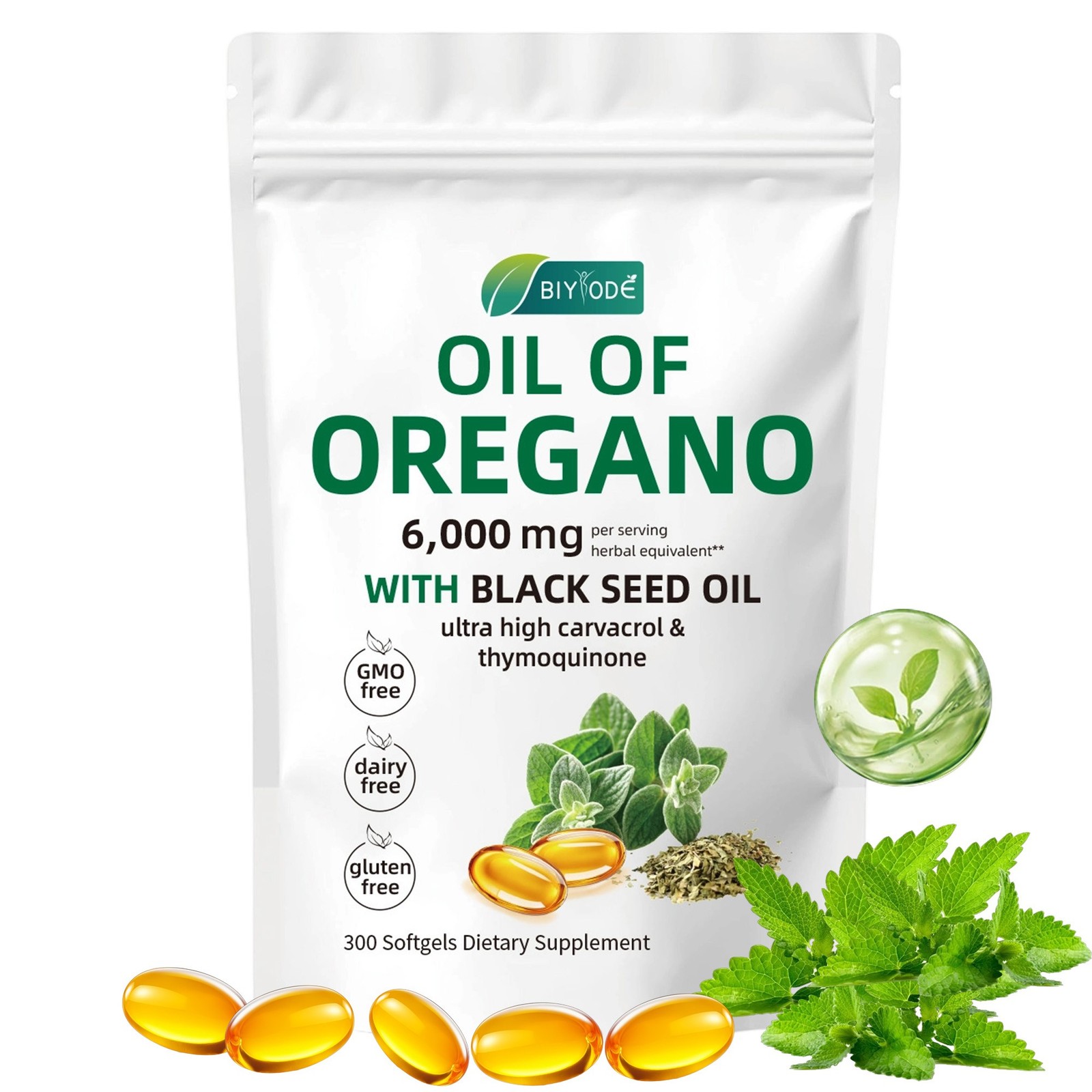 Oil of Oregano 6000 mg 300 Softgels Capsules Black Seed Oil Immune Antioxidant