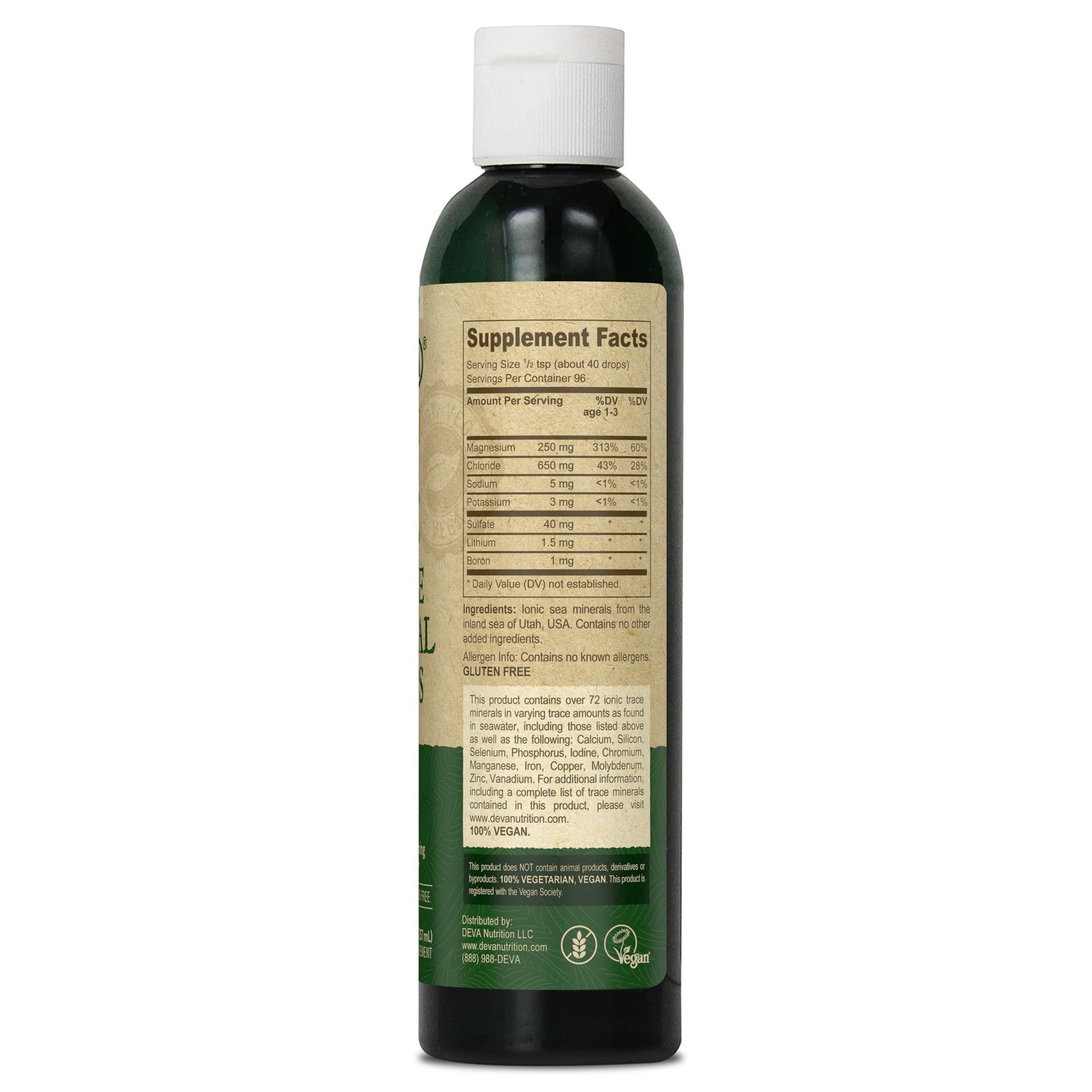 DEVA Vegan Ionic Trace Mineral Drops, Low Sodium, pH Balancing, 96-Day Suppl…