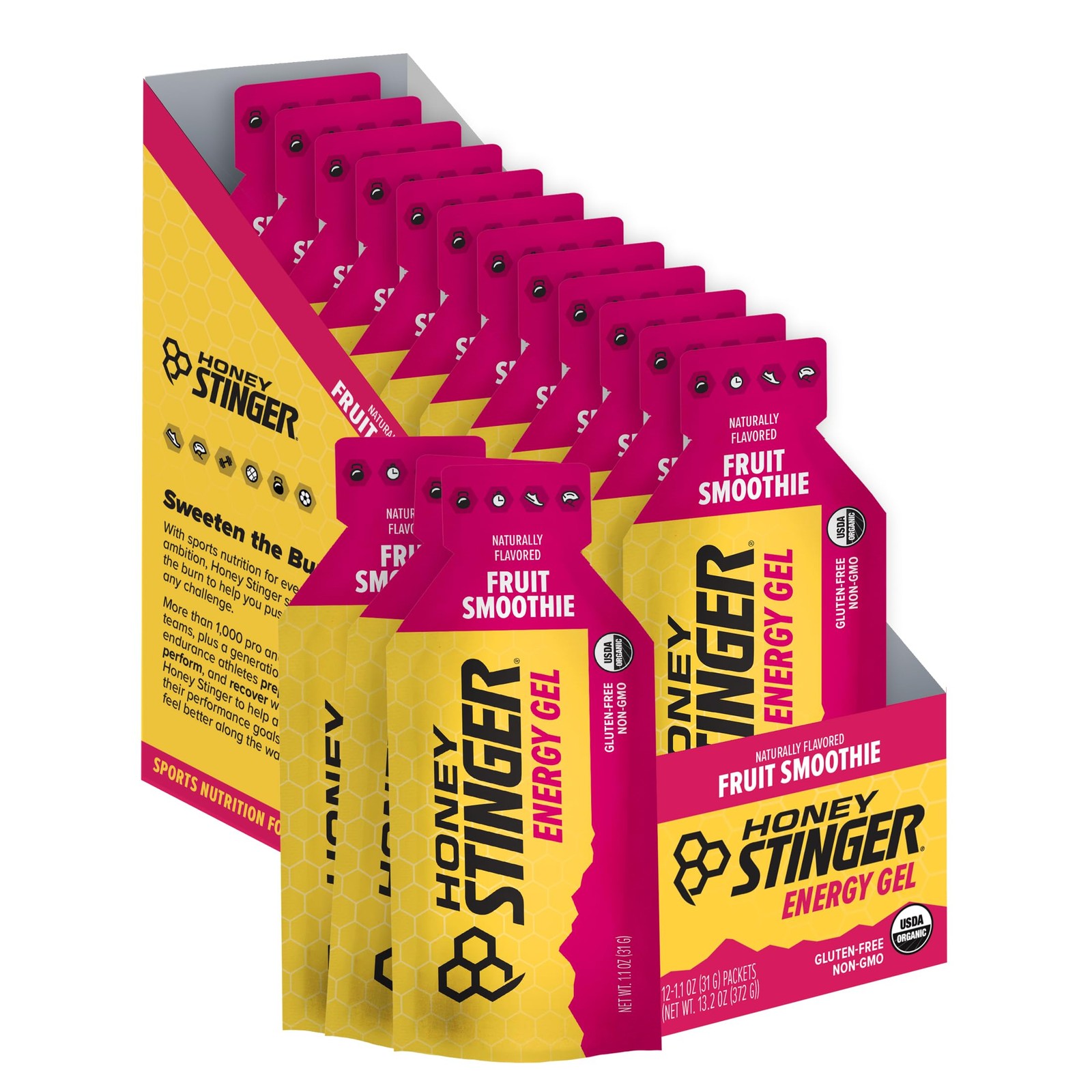 Organic Fruit Smoothie Energy Gel – Gluten Free, Caffeine Free, 12 Pack