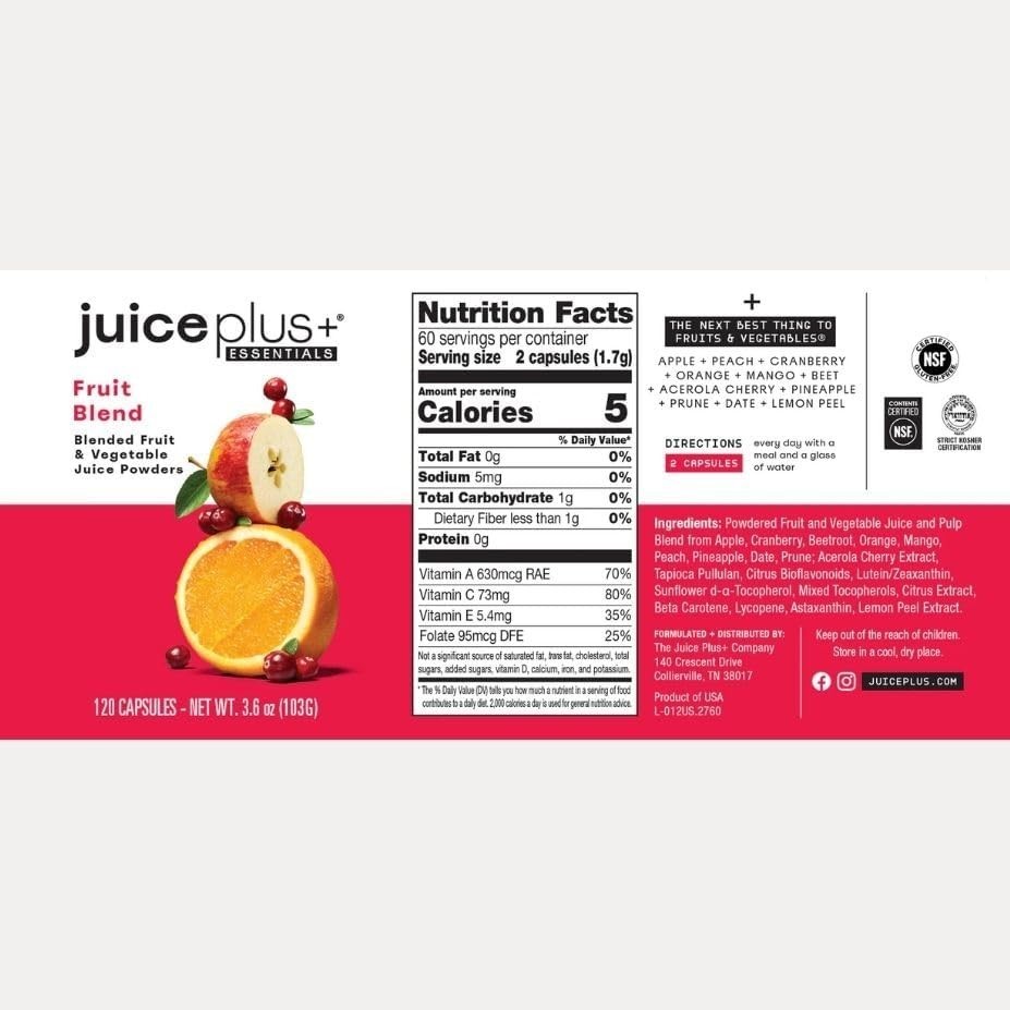 Juice Plus+ Fruit, Vegetable, Berry & Omega Blend Capsules – Nutrition from 30 F
