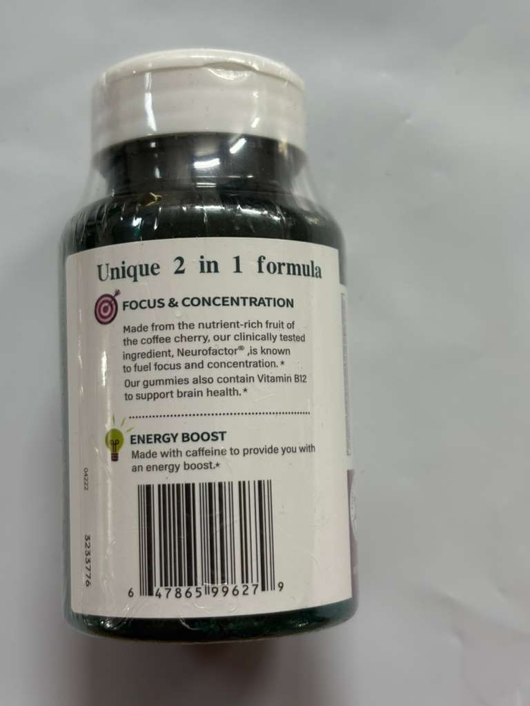 Neuriva Brain + Energy Gummies 75ct Blackberry 3 Pack Focus Energy Support