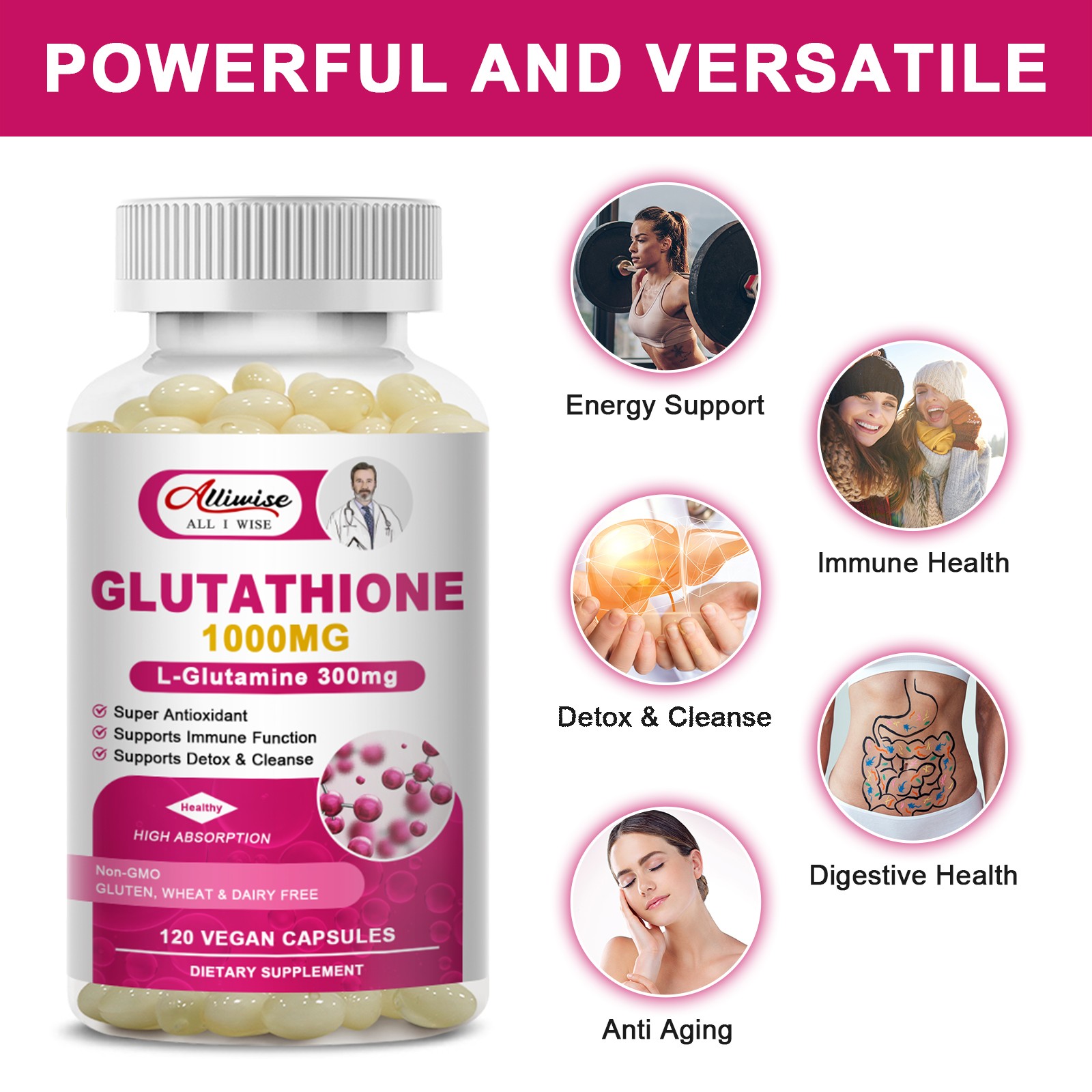 L-Glutathione 1000mg Tablets – Liver Health, Antioxidant, UV Protection Support