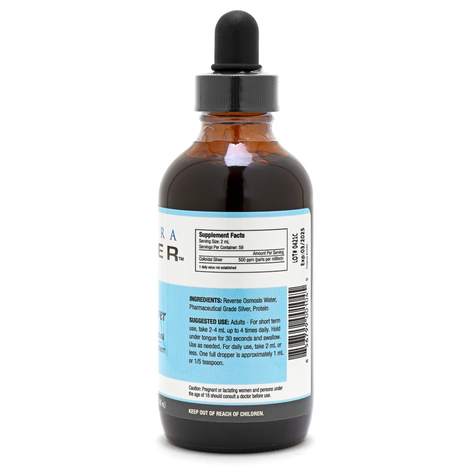 Colloidal Silver Mineral Supplement for the Immune System, 500 PPM, 4 oz Glass