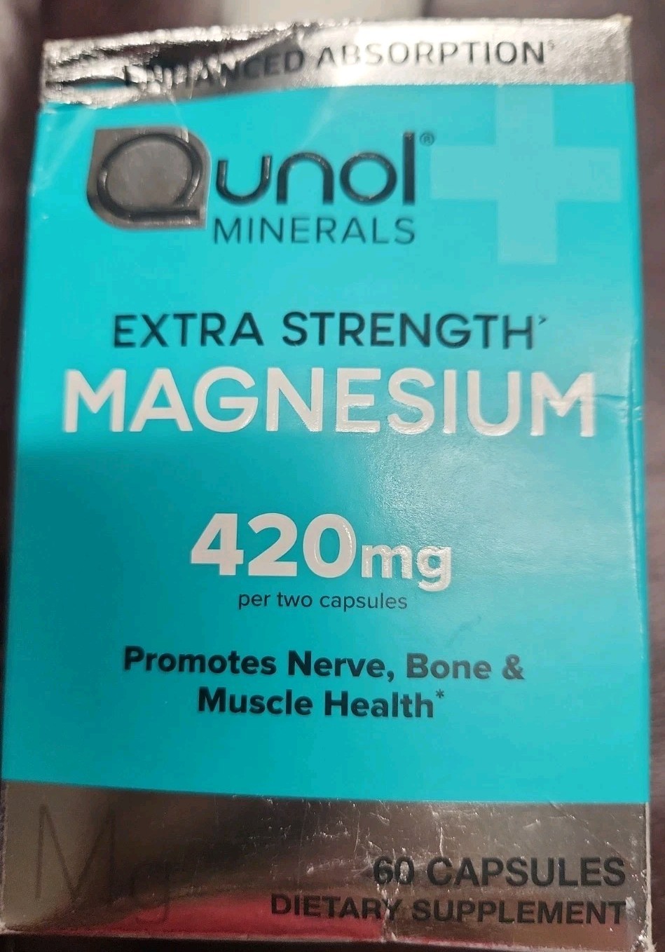 Qunol Minerals Extra Strength Magnesium, 420mg, 60 Capsules Exp 04/2027