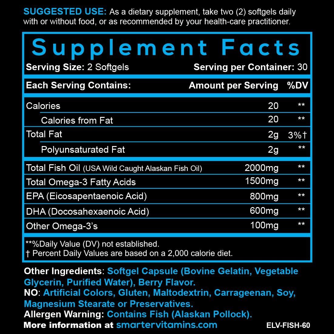 2 Pack Smarter Omega 3 Fish Oil Berry Flavor Burpless Tasteless 2000mg Potent…